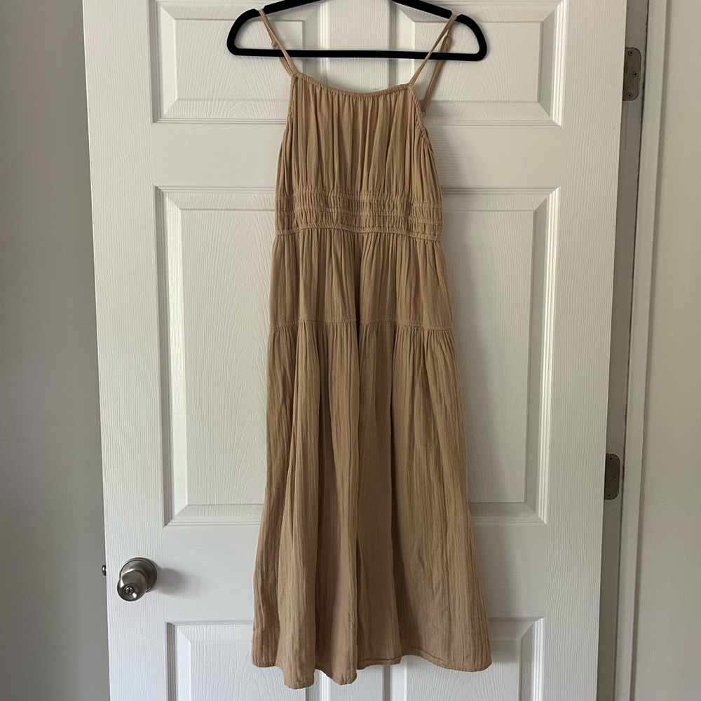 Old Navy Smocked Tan Midi Dress